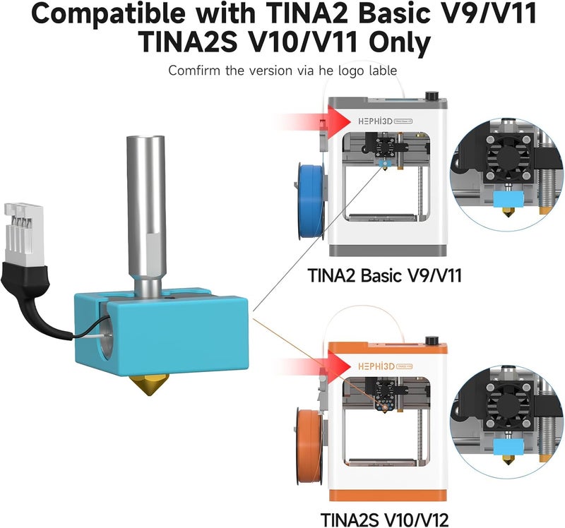 HEPHI3D Hotend for Tina2basic V9 / TINA2 Basic V11 and TINA2SV10 / TINA2S V12 3D Printers Only - Image 3